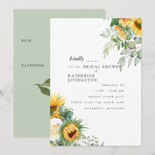 Toskanische Sonnenblumen im blühenden Mint-Brautpa Einladung