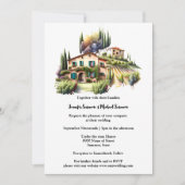 Toskanische Villa Aquarell Italienischer Weinkelle Einladung (Vorderseite)