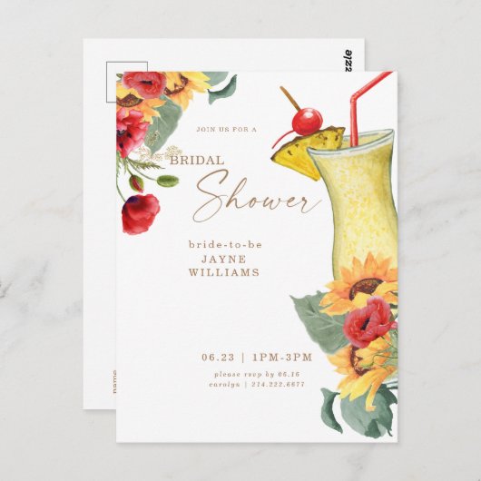 Toskanischer Blumencocktail Farbiges Brautparty Postkarte (Vorne/Hinten)