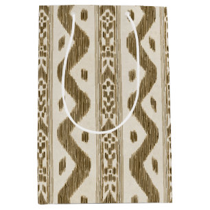 Toskanischer Ikat, braune und goldene Tasche bedru Mittlere Geschenktüte