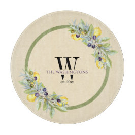 Toskanischer Lemons Olives Runde Küche Schneidebrett