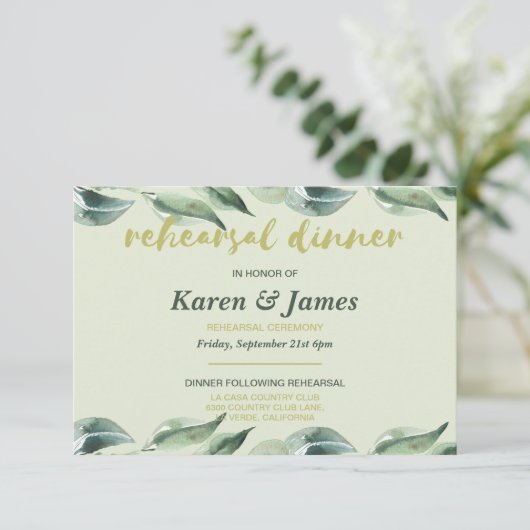 Toskanischer Olivenhain Probe Abendessen Einladung (Stehend Vorderseite)