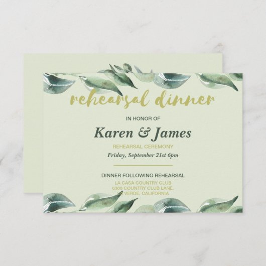 Toskanischer Olivenhain Probe Abendessen Einladung (Vorne/Hinten)