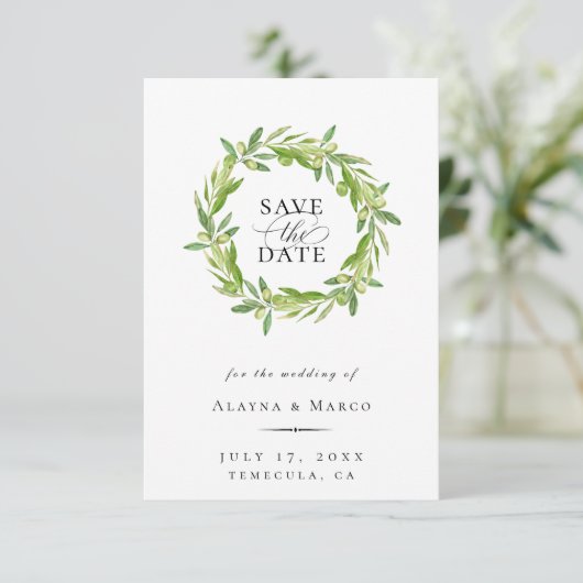 Toskanischer Olivenhain Save the Date Ankündigung (Stehend Vorderseite)