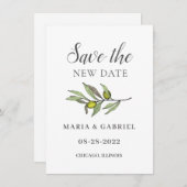 Toskanischer Olivenzweig. Botanischer Hochzeitwech Save The Date (Vorne/Hinten)