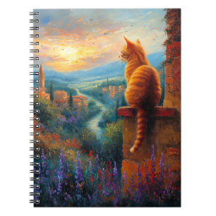 Toskanischer Sonnenuntergang mit einer Ingwerkatze Notizblock