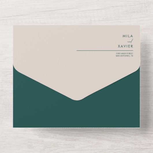 Toskanischer Verde | Moderne Minimalistische Hochz All In One Einladung (Rückseite)