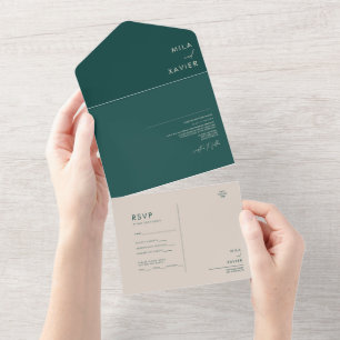 Toskanischer Verde Moderne Minimalistische Hochz All In One Einladung