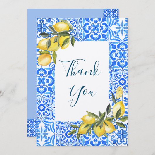 Toskanischer Wasserfarben mit Lemon Danke Karte (Vorne/Hinten)