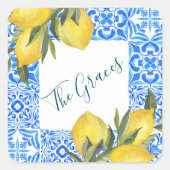 Toskanischer Wasserpark mit Lemon Quadratischer Aufkleber (Vorderseite)