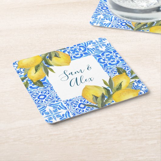 Toskanischer Wasserpark mit Lemon Rechteckiger Pappuntersetzer (angewinkelt)