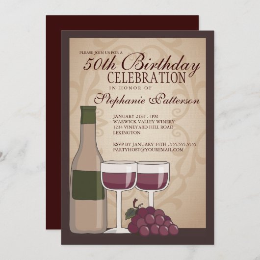 Toskanischer Wein Geburtstagsparty Einladung (Vorne/Hinten)