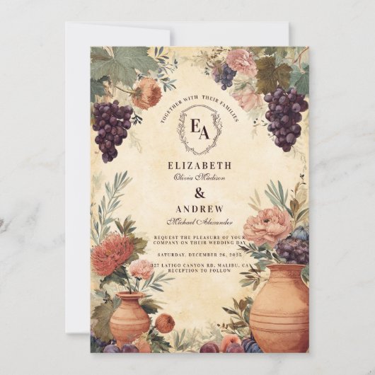 Toskanischer Weinberg Rustikale Feier Einladung (Vorderseite)