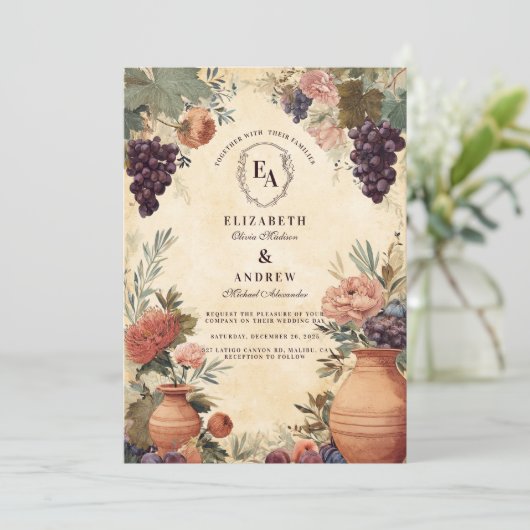 Toskanischer Weinberg Rustikale Feier Einladung (Stehend Vorderseite)