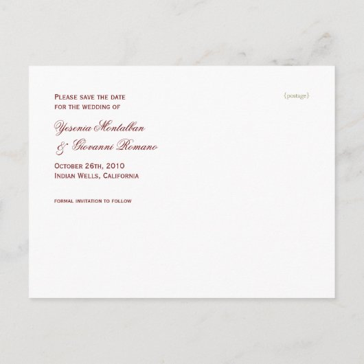 Toskanischer Weinberg Save the Date Postkarte (Rückseite)