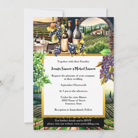 Toskanischer Weinkeller al fresco Tafeltrauben Chi Einladung (Vorderseite)
