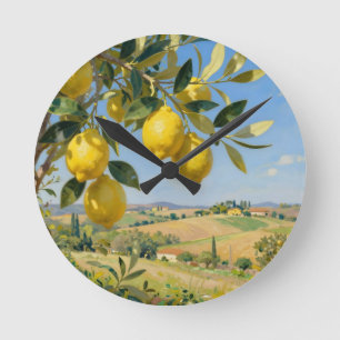 Toskanischer Zitronenbaum Landschaft Runde Wanduhr