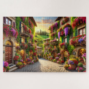 Toskanisches Dorf Italien Nachmittag Kopfsteinpfla Puzzle
