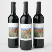 Toskanisches Dorf mit Blume Weinetikett (Flaschen)
