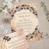 Toskanisches Goldgitter und Olivenzweige Hochzeite Einladung