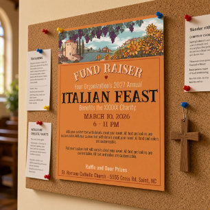 Toskanisches Italienisches Fest Fundraiser Wohltät Flyer