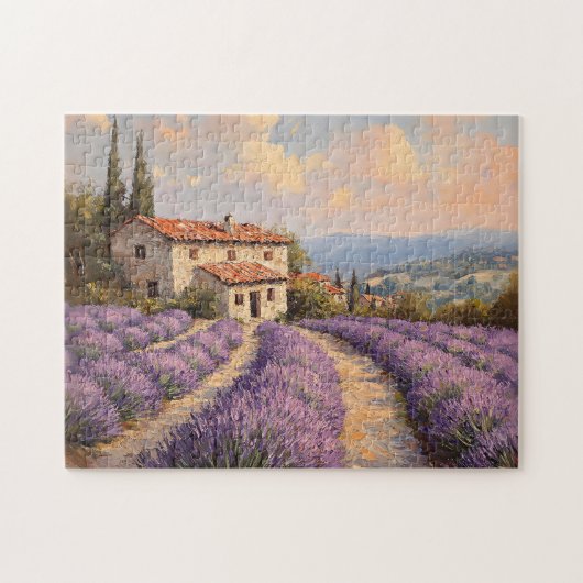 Toskanisches Lavenderfeld mit SteinHütte Puzzle (Horizontal)