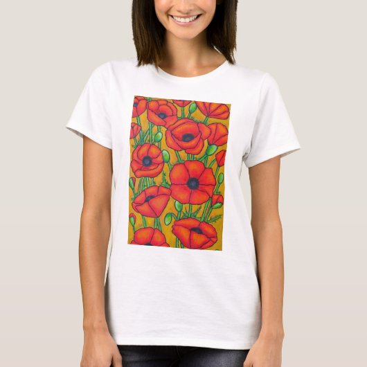 Toskanisches Mohnblumen-Trägershirt T-Shirt (Vorderseite)