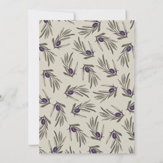 Toskanisches Olivenhain Wasserfarbener Kranz Einladung (Rückseite)