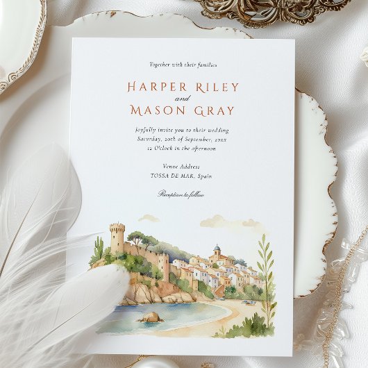 Tossa de Mar Spain Wedding Einladung