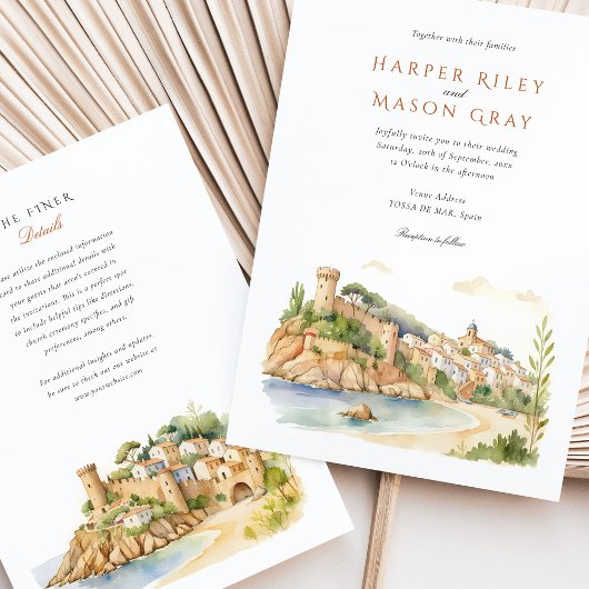 Tossa de Mar Spain Wedding Einladung