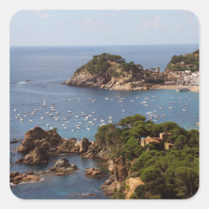 TOSSA DE MAR. Stadt in der Costa Brava. Quadratischer Aufkleber
