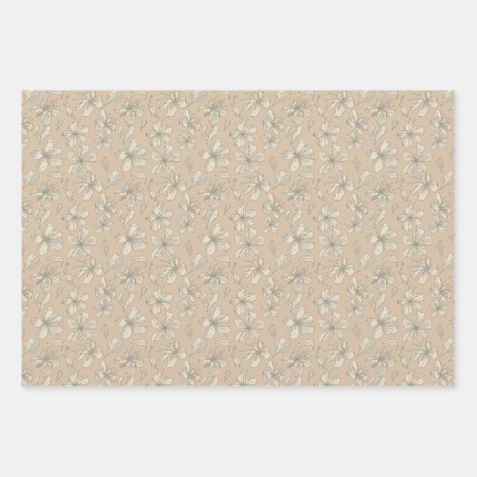 Tossblüten auf hellbeige - nahtloses Muster Geschenkpapier Set (Vorderseite 3)
