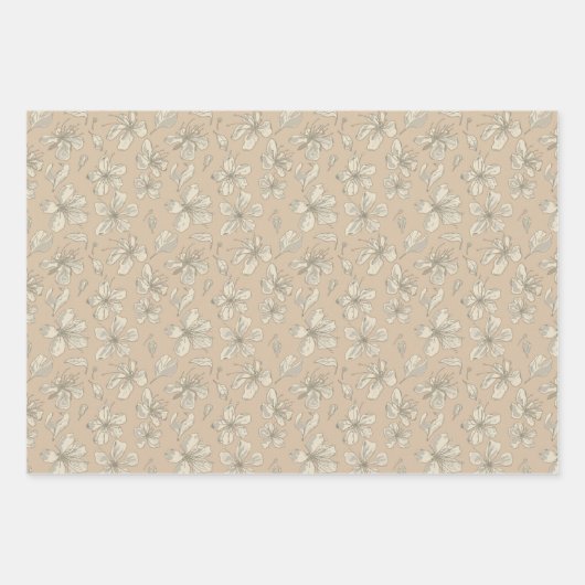 Tossblüten auf hellbeige - nahtloses Muster Geschenkpapier Set (Vorderseite 2)