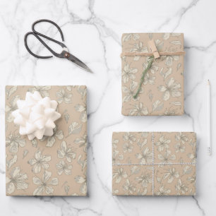 Tossblüten auf hellbeige - nahtloses Muster Geschenkpapier Set