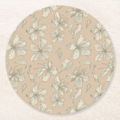 Tossblüten auf hellbeige - nahtloses Muster Runder Pappuntersetzer (Vorderseite)