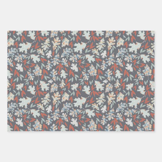 Tossed Blätter Design Herbstfarben Orange Blues (Vorderseite)