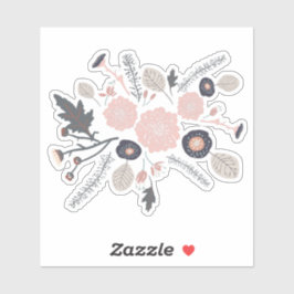 Tossed Blume Motif Grau Pink Schwarz Playful Aufkleber