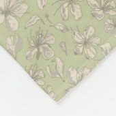 Tossed Blüten auf Olive Green - nahtloses Muster. Fleecedecke (Ecke)