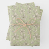 Tossed Blüten auf Olive Green - nahtloses Muster. Geschenkpapier Set (Beispiel)