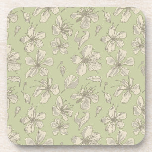 Tossed Blüten auf Olive Green - nahtloses Muster. Getränkeuntersetzer