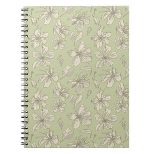 Tossed Blüten auf Olive Green - nahtloses Muster. Notizblock