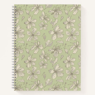 Tossed Blüten auf Olive Green - nahtloses Muster. Notizblock