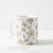 Tossed Blüten transparent - nahtlos Muster. Kaffeetasse (Vorderseite Links)