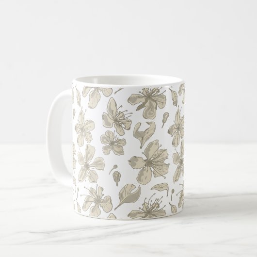 Tossed Blüten transparent - nahtlos Muster. Kaffeetasse (Vorderseite Links)