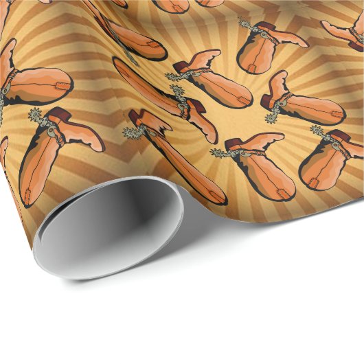 Tossed Cowboy Boots Wrapping Paper Geschenkpapier (Rolleneckpunkt)
