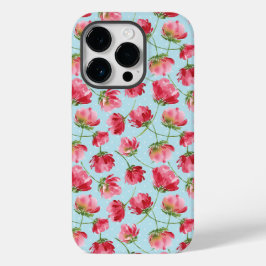 Tossed Crimson Red Watercolor Florals Polka Dots Case-Mate iPhone 14 Pro Hülle