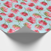 Tossed Crimson Red Watercolor Florals Polka Dots Geschenkpapier (Ecke)