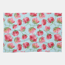 Tossed Crimson Red Watercolor Florals Polka Dots