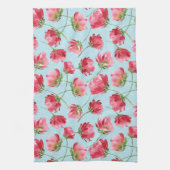 Tossed Crimson Red Watercolor Florals Polka Dots Geschirrtuch (Vertikal)