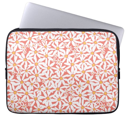 Tossed Daisy - Coral Electronics Bag Laptopschutzhülle (Vorderseite)